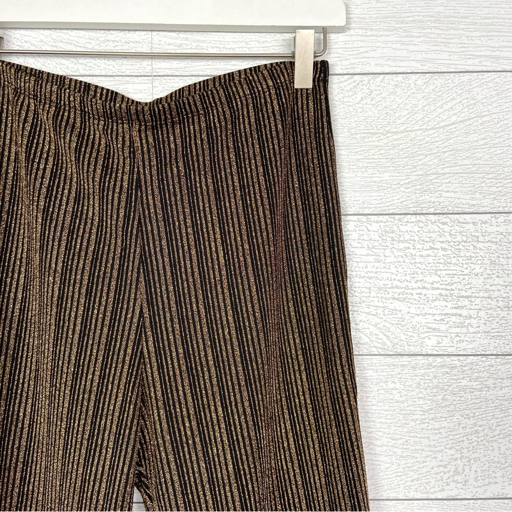 REFORMATION Alix Pant Black Gold Sparkle Metallic Shimmer Crop Kick Flare Medium - Picture 4 of 6